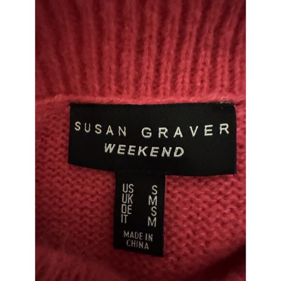 Susan Graver Weekend Ombre Cozycore Barbiecore Knit Pink Red Sweater Top Size S - Picture 3 of 10